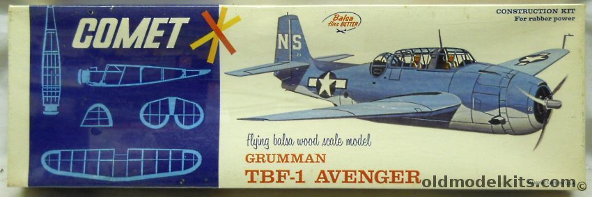 Comet Grumman TBF-1 Avenger - 20 inch Wingspan Flying Balsa Airplane Model - (TBF1 TBF), 3403-149 plastic model kit